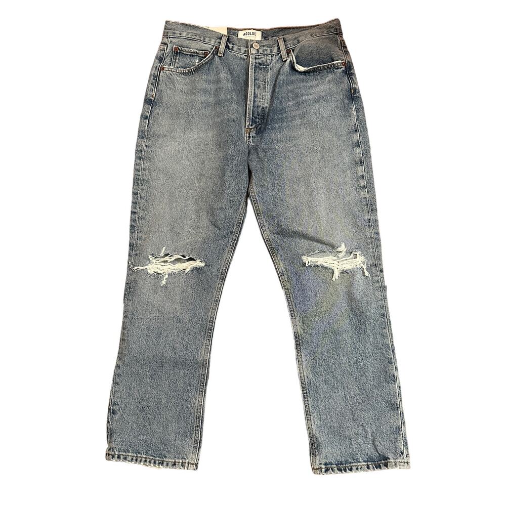NEW AGOLDE Riley Straight Crop Jeans Distressed - Picture 2 of 8